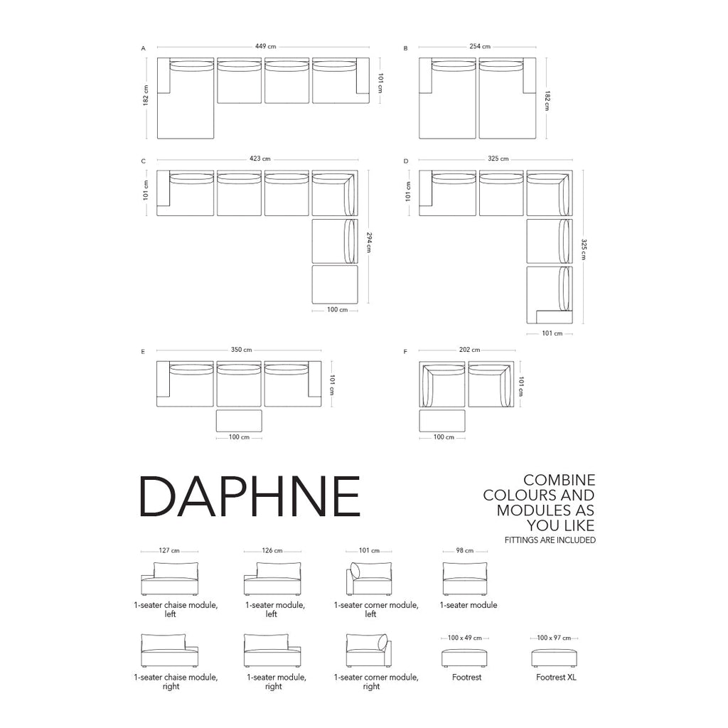 Daphne 4 Seater Modular Right Corner Sofa